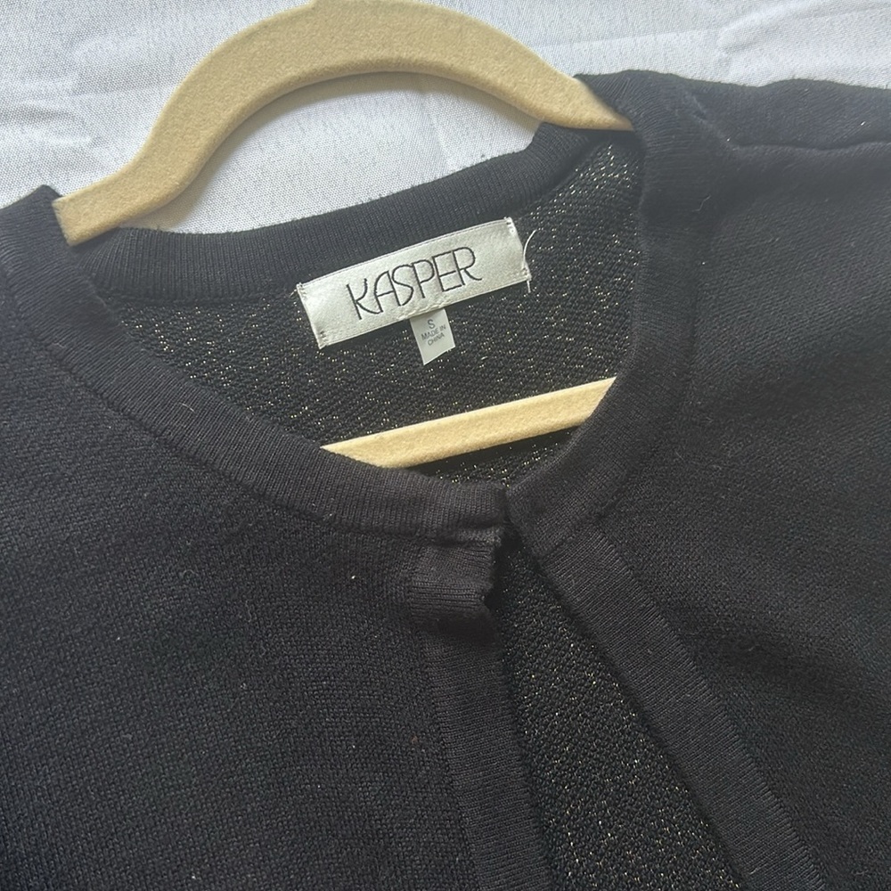 Kasper sweater jacket small black‎ silver and gold sparkle - Picture 2 of 10